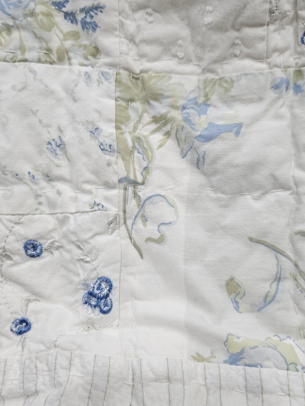 Simply Shabby Chic British Rose Blue Floral Patchwork Quilted STD Pillow Shams 2 - Picture 7 of 15